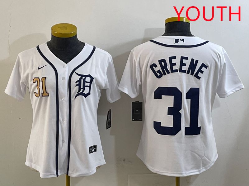 Youth Detroit Tigers 31 Greene White Game 2025 Nike MLB Jersey style 2